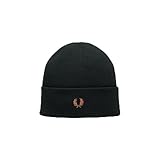 Lavabile in lavatrice Fred Perry Berretto unisex classico in misto cotone C8161 con logo in verde notte, taglia unica