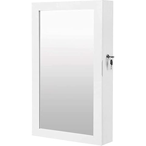 SONGMICS Espejo Joyero Colgante con Llaves y Imán Blanco JBC51W Cover