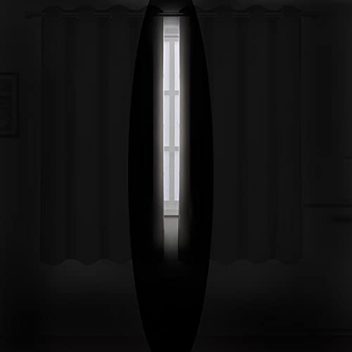 Image of LEMOMO Light Beige Blackout Curtains 66 x 63 Inch Length /Set of 2 Curtain Panels /Thermal Insulated Room Darkening Blackout Curtains for Bedroom