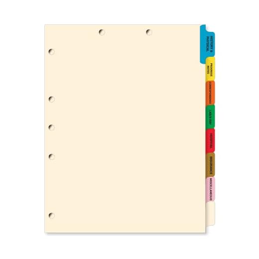 Doctor Stuff - Stock Medical Chart Divider Sets, Side Tab, 9" x 11", Compatible with Tabbies 54505 Style, Bulk, 200 Sets of 8 Index Tabs, 5 Boxes, 40 Sets per Box