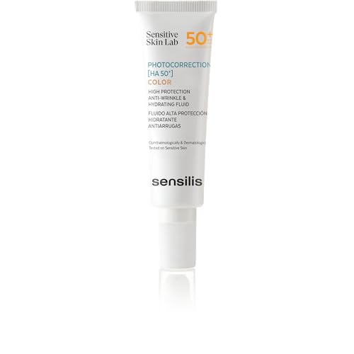 Sensilis - Photocorrection HA SPF50+ Color, Crema Facial Hidratante y Antiarrugas, con Alta Fotoprotección, Ácido Hialurónico y Provitamina D3, para Piel Sensible - 50 ml