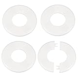 QUARKZMAN 4 Stück Wand Spaltflansch 44mm/1,7 Selbstklebende Rohr Abdeckplatten ABS Kunststoff Runde Blende Bügel Design Für Wasserrohr Bad Küche Deko Weiß