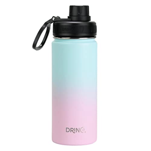 Image of Drinco Stainless Steel Water Bottle Spout Lid Vacuum Insulated Double Wall Water Bottle Wide Mouth Leak Proof Keep Cold Sport Camping Hiking (18oz Macaron)