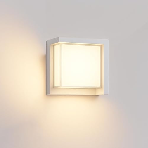Aplique Led Exterior Pared 15W Impermeable IP65 2700K 3200K 4000K Luz Ajustable Muro Interior Foco Lámparas Terraza Diseño Cuadrado Blanco Candeeiro Apliques El Palique Iluminación Jardín Dormitorio