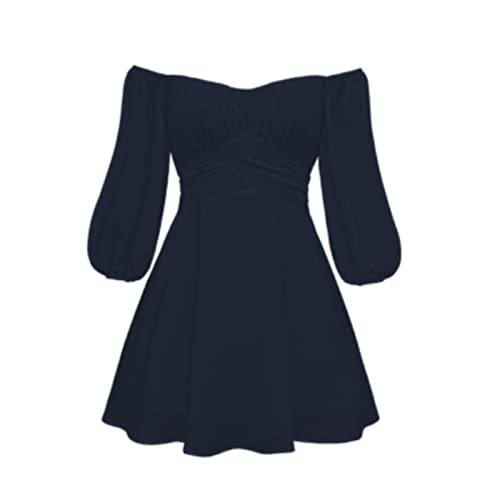 LEPSJGC Mini-robe en satin sexy à col carré et manches ballon pour femmes(Color:D,Size:L) Cover