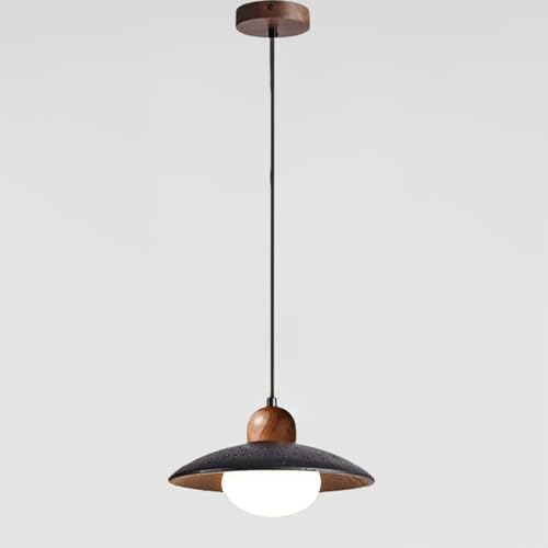 Suspension luminaire vintage travertin noir avec abat-jour créatif