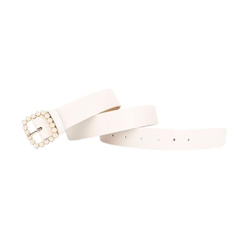 Women's 2 Pack Pearl Belt Faux Leather Adjustable PU Belts Loops Buckle Casual Curvy All Seasons Ratchet Belt2