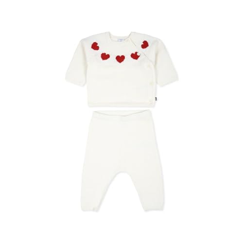 Petit Bateau A0AXZ Ensemble 2 Pieces Manches Longues Mixte Bébé, Marshmallow/Corrida 12 Mois