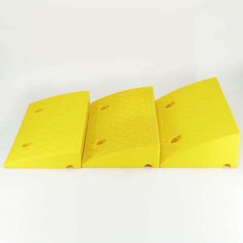 Rampa portátil ligera de plástico para bordillos, rampa para sillas de ruedas con estructura estable de rejilla, rampa umbral para entrada de garaje, acera, scooter, bicicleta y motocicleta (Color: Amarillo, Altura: 11 cm) miniatura 6