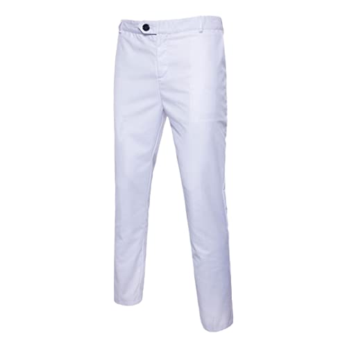 VMAKBUWIS White Slim Fit Straight Dress Pants, Men Formal Business