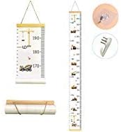 CCUT Kid Growth Chart Canvas & Wood Wall Ruler for Boys and Girls | Cartoon Construction Vehicle Patterns | Great for Nurseries, Bedrooms, Wall Decor | 79 Inches x 7.9 Inches