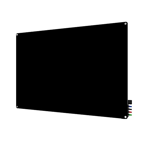 4'x6' Harmony Glass Whiteboard, Radius Corners, Black, 4 Markers and Eraser