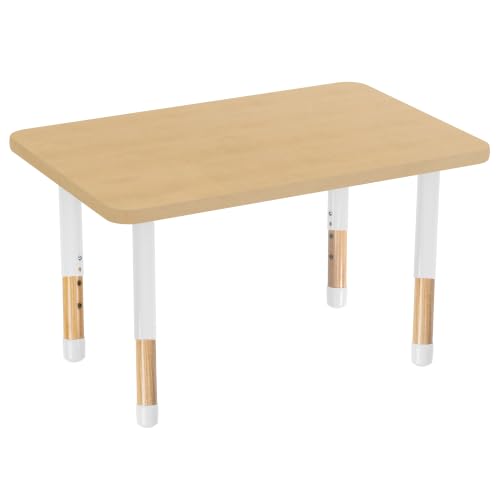 Image of 24 inch x 36 inch Rectangle Kids Classroom Table with Adjustable Chunky Wood Legs