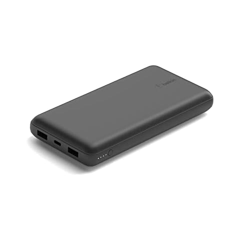 Belkin USB C Portable Charger 20000 mAh, 20K Power Bank with USB Type C Input Output Port and 2 USB A Ports with Included USB C to A Cable for iPhone, Galaxy, and More - Black Cover