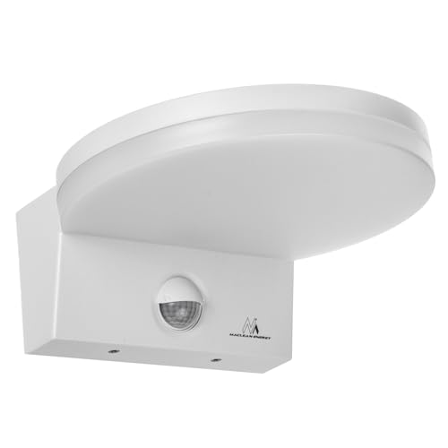 Maclean MCE344 Aplique LED con Sensor de Movimiento PIR y Sensor Crepuscular para Exteriores e Interiores, Aplique 15W 1560lm Lámpara Exterior Impermeable IP65 4000K Blanco neutro (Blanco)