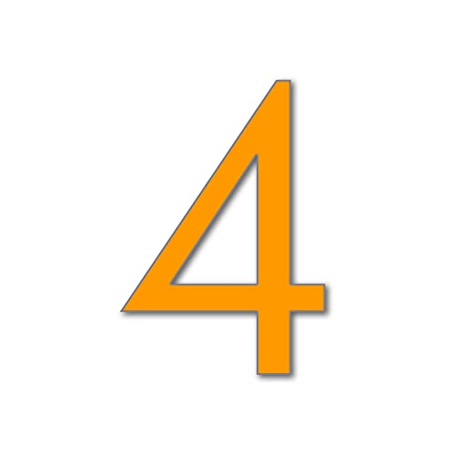 JustHouseSigns Numéro de maison 4 Futura en acrylique avec fixations faciles à voir, couleur : orange, taille : 15 cm, 20 cm, 25 cm Cover