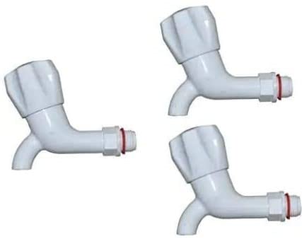 GKP Plastic Bib Cock/Water Taps for Home Kitchen Bathroom PVC nal for Bathroom Water tap Plastic for Home Kitchen Bathroom Wash Basins (1/2", 15 mm) PVC Taps Faucet for Hot and Cold Water Set of (3), Glossy (B09B4SBMS1) Amazon Price History, Amazon Price Tracker