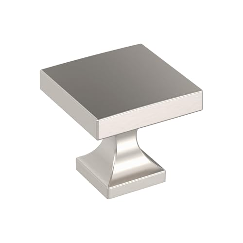 Image of Amerock 25 Pack 1-1 /16 inch Square Pedestal Satin Nickel Cabinet Knob | Durable Zinc drawer knob and cabinet hardware, ideal for kitchen cabinets, bathroom vanities, dressers, and furniture