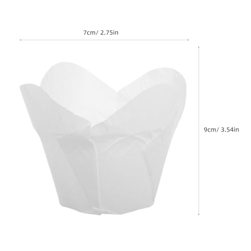 100pcs Lotus-shaped Cupcake Liners Oil-resistant Paper Baking Cups White Muffin Wrappers for Home Baking and Bakery Displays