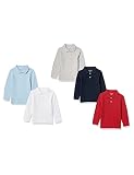 Amazon Essentials Jungen Piqué-Poloshirts mit Langen Ärmeln, 5er-Pack, Mehrfarbig, Einheitliche Farben, 11-12 Jahre