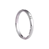 Homxi Anillos Mujer Oro Blanco 18 Kilates Compromiso, Redondo Pulido con Diamante de 0,03 ct, Anillo de Matrimonio Plata Mujer, Tamaño 9(49mm)