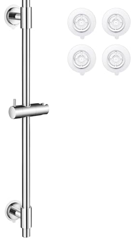 KES Barra Deslizante sin Taladro 100 cm, Acero Inoxidable 18/8, Soporte para Alcachofa Adhesivo de Pared, Acabado Pulido, F209S100DF-PS