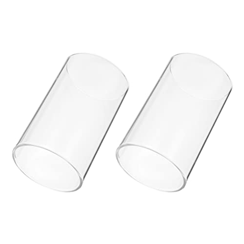 YQNISCU Pack de 2 tarros for velas, portavelas cilíndricos de cristal a prueba de viento, portavelas tipo farol transparente for velas de té, pantallas for velas de 15 x 8 cm
