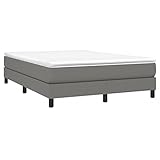 vidaXL Cadre de lit à Lattes, Lit Rembourré avec Pieds, Lit Double avec Sommier à Lattes, Lit Adulte de Chambre, Moderne, Gris Foncé 140x190 cm Tissu