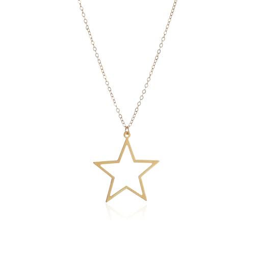 Gold Silver Star Necklace Simple Hollow Star Pendant Necklace Metal Pentagram Necklace Minimalist Y2K Star Necklace Christmas Birthday New Year Necklace Jewelry for Women