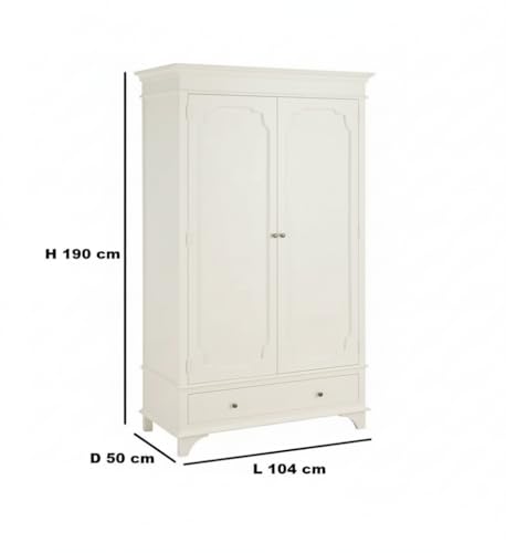 Image of APRODZ Wooden Wardrobe for Bedroom | 2 Door Engineer Wood Wardrobe with 1 Drawer | Wardrobe for Storage, Engineering Wood Clothes Cupboard & Wooden Almirah | Space Saving Wooden Cabinet Storage, White