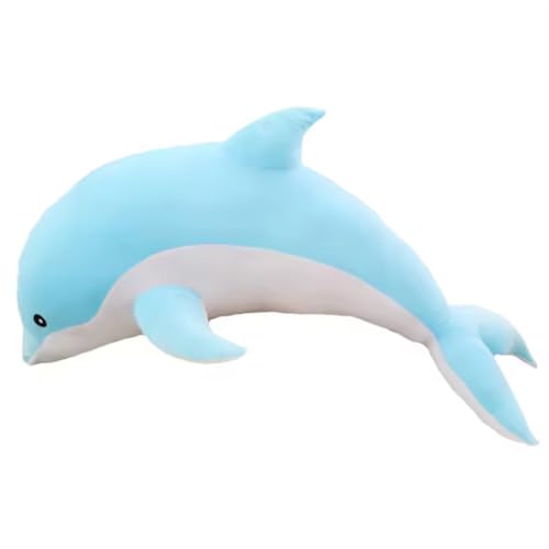 Tikwisdom Delfín de peluche, cojín de peluche de delfín, muñeca supersuave, juguete de peluche de animal marino para niños, regalo (azul 50 cm de largo)