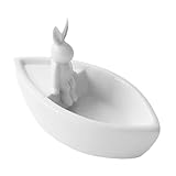 Ciieeo weißer Kaninchenkerzenhalter Karikatur Gegenwärtig klein Tischdeko zu Ostern Hasenstatue aus Keramik Kaninchenskulptur aus Keramik Insassenhalter Tierische Kerzenhalter