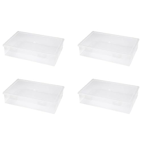 Hlsicnalm(ヘルシンキ) 4X プラスチック ファイル オーガナイザー 透明 スクエア 収納ボックス A4 収納ボックス ファイル 収納ボックス M