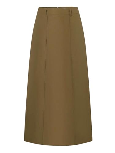 Casual Stretchy Half-Body Plus Size 5XL Women Elegant Skirts Solid Color Fashion Pleated Casual Loose Pockets High Waist Skirt-Brown-0Xl3