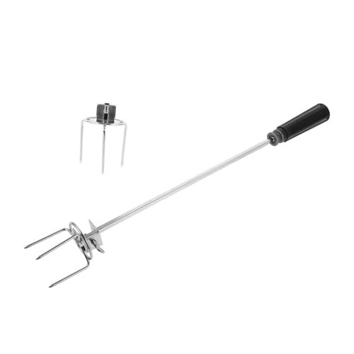 LIOOBO Versatile Grill Spit Rod Rotating Chicken Fork for Barbecue Stainless Steel Outdoor Cooking Tool