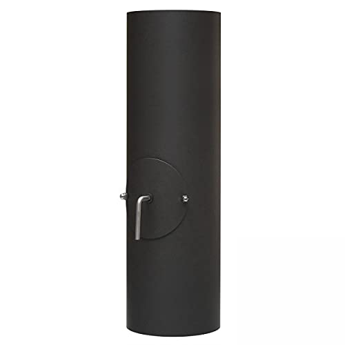 raik Rauchrohr/Ofenrohr mit Zugregulierung, Tür und Kondensatring 150 mm Durchmesser 500 mm Länge 2 mm Stärke Stahlblech Schwarz SH103-150-sw