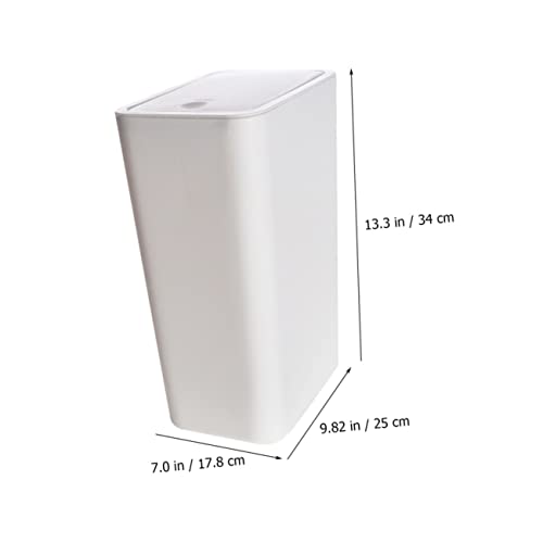Caneca de basura pequeña rectangular con tapa blanca miniatura 4