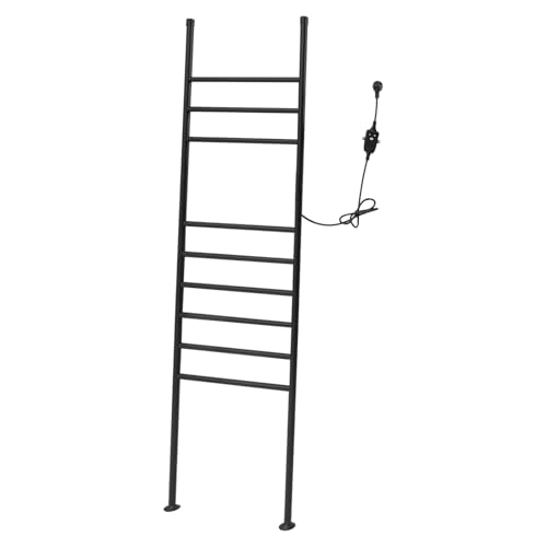 Vielrosse Radiador de toallas eléctrico, de pie, calentador de toallas en forma de escalera con temporizador, 42,5 x 160 cm, 150 W, acero inoxidable, toallero de baño, color negro, IPX4