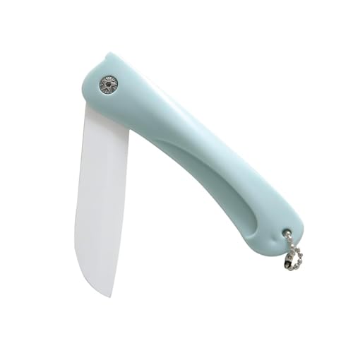 Image of Ceramic Kitchen Knife | Sharp Lightweight Fruit & Vegetable Cutter with Non-Slip Handle & Safety Blade Cover | Travel Utility Knife - Blue