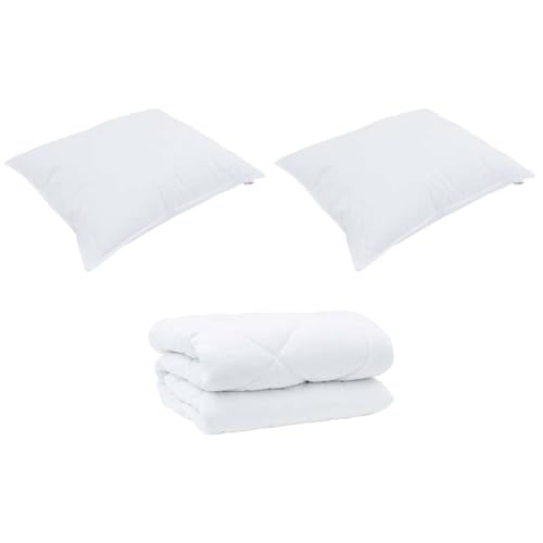 vidaXL Edredón de Invierno con Almohada 3 pcs Microfibra, Juego de Edredones para Dormitorio, Edredón Liviano, Manta Cálida para Dormir, Cubre Cama Acolchado, Ropa de Cama Suave para Habitaciones de