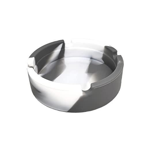 BWD AshTray Silicone Mould Grey&White Round Shape Cigarette Ash Tray Holder Tobacco Indoor Outdoor Pubs Bars Use