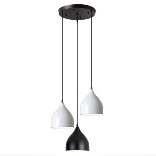 Plafonnier rond 3 têtes en fer moderne luminaire de plafond noir pour table à manger et cuisine