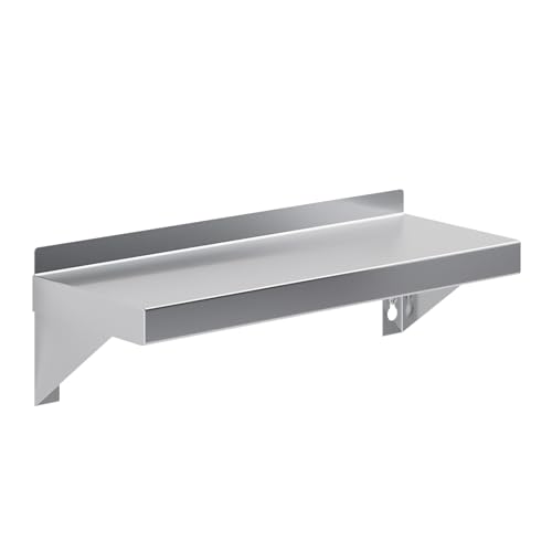 Image of AmGood Stainless Steel Wall Shelf | Appliance & Equipment Metal Shelving | Kitchen, Restaurant, Garage, Laundry, Utility Room | Heavy Duty | Squared Edge | NSF Certified (06 inch Width x 16 inch Length)
