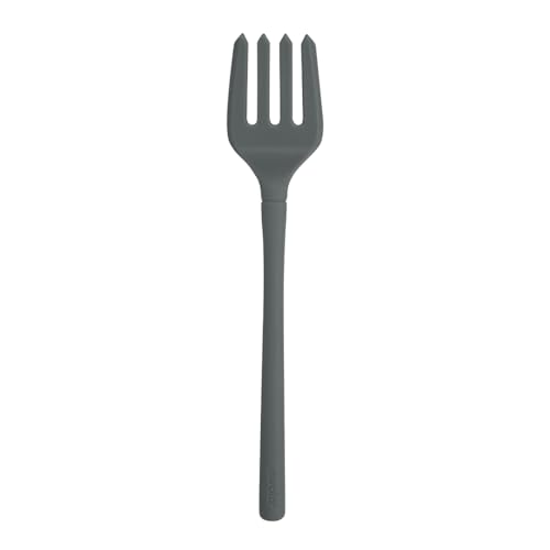 Image of Tovolo Flex Core Silicone Fork Charcoal Gray Large Cooking Fork for Spaghetti Twirling Mixing Shredding, Heat Resistant Silicone Fork Kitchen Utensil, BPA Free Spaghetti Twirling and Cooking Fork