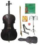 RATA 4/4 FULL SIZE BLACK CELLO WITH BAG,BOW,FREE ROSIN, 2 SETS OF STRINGS,PITCH PIPE,CELLO STAND,MUSIC STAND