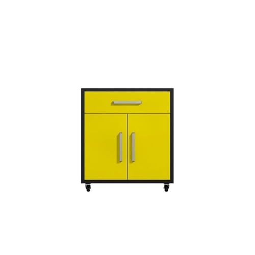 Image of Manhattan Comfort Eiffel Garage Work Station Cabinet Organizers and Storage, Set of 3, Matte Black and Yellow