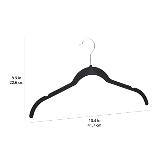 Amazon Basics Slim, Velvet, Non-Slip Shirt Clothes Hangers, Pack of 100, Black