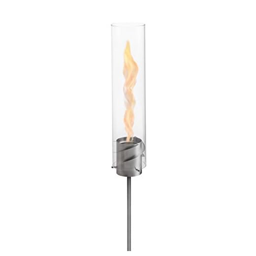 höfats - hochwertige Bioethanol Gartenfackel"SPIN" 120 Silber aus Edelstahl inklusive Nachfülldose - für Garten, Terrasse und Camping