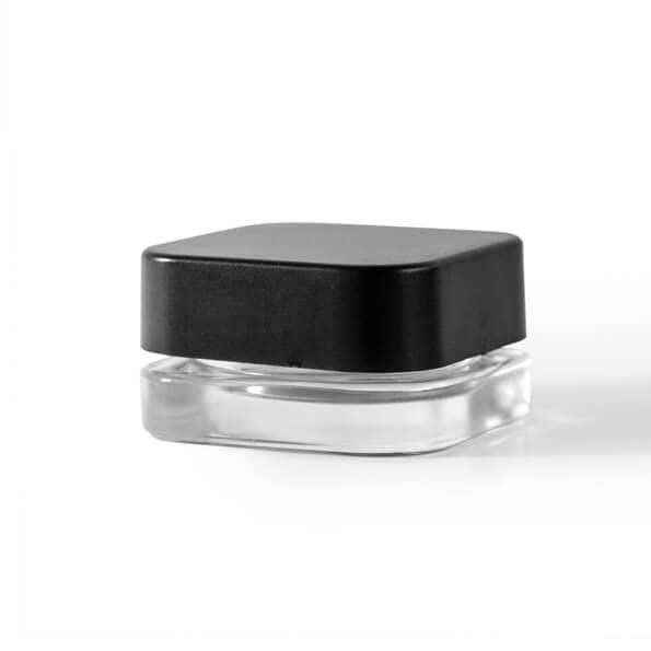 250 Pack Packlahoma 9ml Glass Cube Jars with Black Lids, Refillable Cosmetic Containers