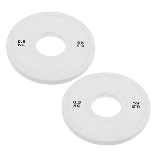 Toyvian 2 Piezas Discos de Pesas para Barra Revestimiento de Goma y Abertura Estándar de 2' de Acero Blanco, Accesorios para Entrenamiento de Fuerza en Gimnasio Doméstico